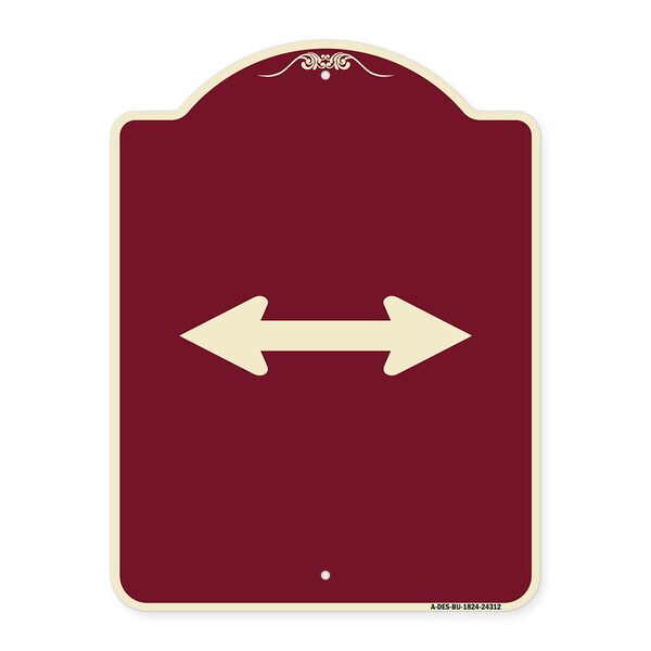 Bidirectional Arrow Black Heavy-Gauge Aluminum Architectural Sign, 24" x 18", BU-1824-24312